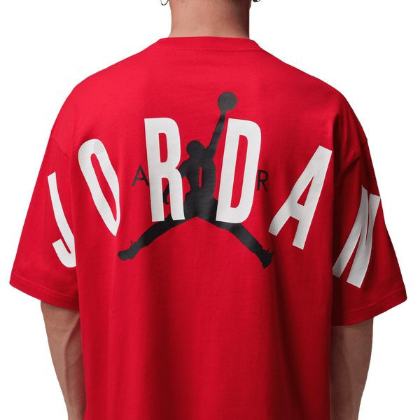 Jordan Back Stretch Oversized Short Sleeve Crew - Men's - Fire Red/White - Image 4