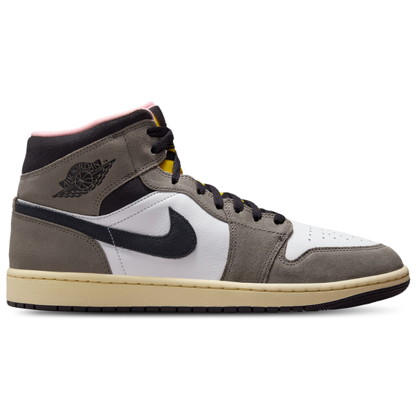 Jordan Air Jordan 1 Mid SE - Men's - White/Cave Stone/Oil Grey