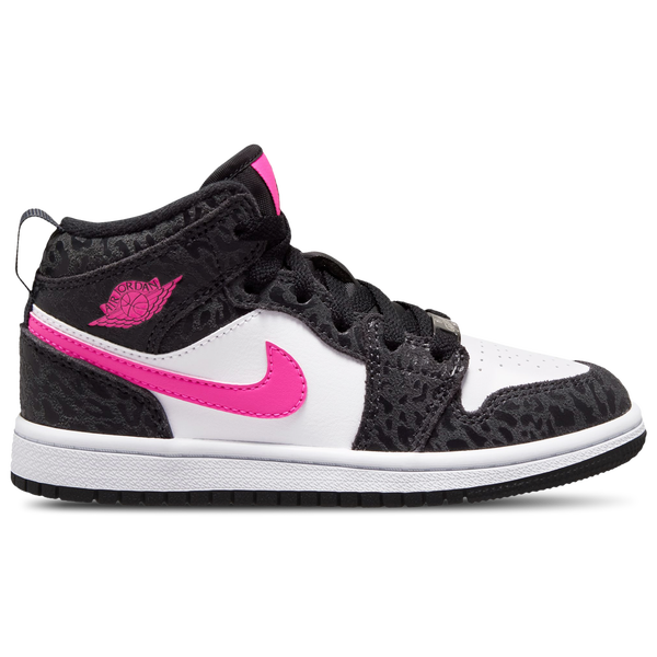 Jordan Air Jordan 1 Mid SE - Girls' Preschool - Pink/Black/White