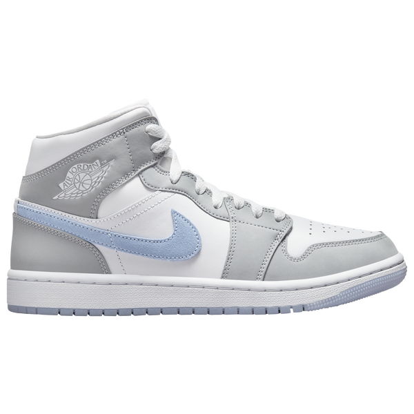 Jordan AJ 1 Mid - Women's - White/Aluminum/Wolf Grey