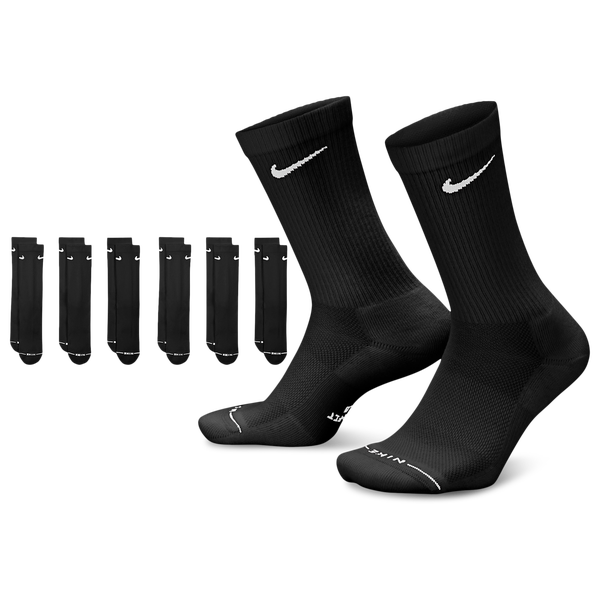 Nike Everyday Elevated Crew Socks 6 Pack - Adult - Black/White