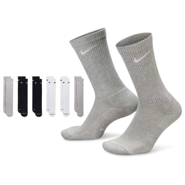 Nike Everyday Elevated Crew Socks 6 Pack - Adult - Black/White/Gray