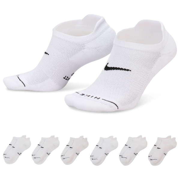 Nike Everyday Elevated No Show Socks 6 Pack - Adult - White/Black