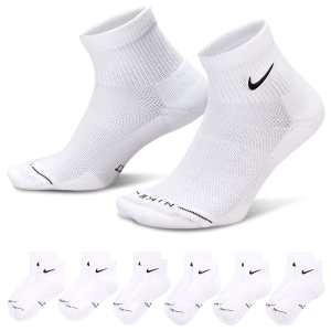 Nike Everyday Elevated Ankle Socks 6 Pack - Adult - White/Black