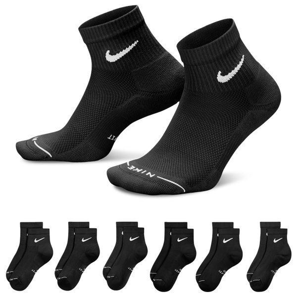 Nike Everyday Elevated Ankle Socks 6 Pack - Adult - Black/White