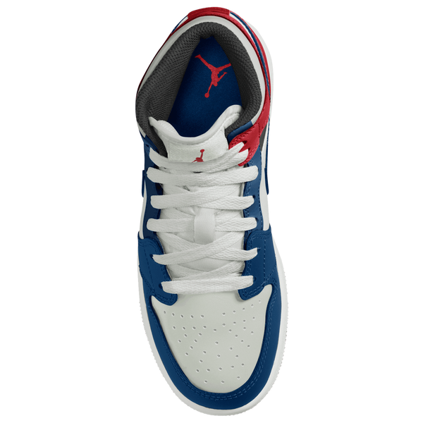 Jordan AJ 1 Mid - Boys' Grade School - True Blue/Varsity Red/Summit White - Image 3