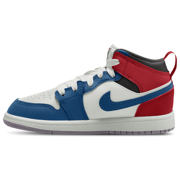 Jordan AJ 1 Mid - Girls' Preschool - Blue/Red/White - Image 2