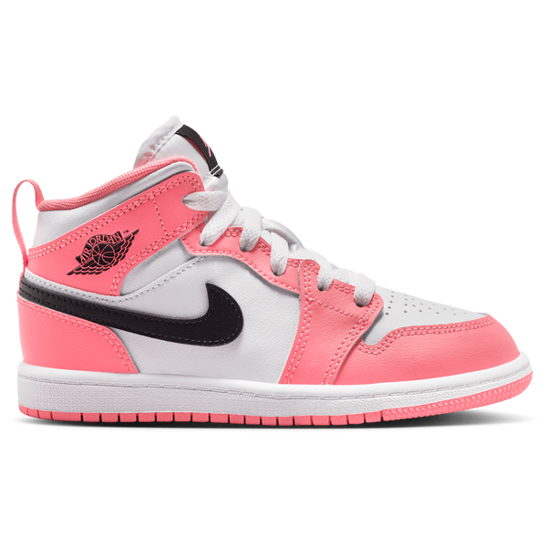 Jordan AJ 1 Mid - Girls' Preschool - White/Black/Pink Gaze