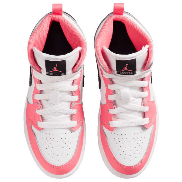 Jordan AJ 1 Mid - Girls' Preschool - White/Black/Pink Gaze - Image 4