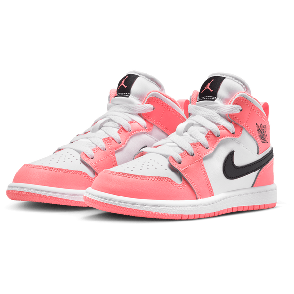 Jordan AJ 1 Mid - Girls' Preschool - White/Black/Pink Gaze - Image 6