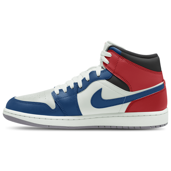 Jordan AJ 1 Mid - Men's - True Blue/Summit White/Red - Image 2