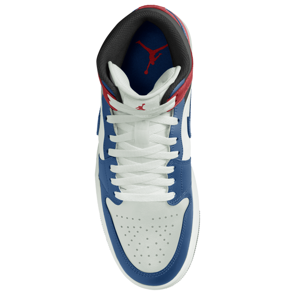 Jordan AJ 1 Mid - Men's - True Blue/Summit White/Red - Image 3