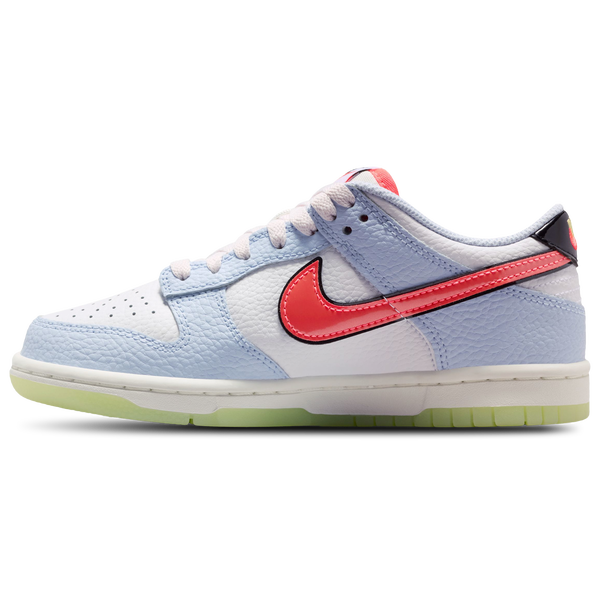 Nike Dunk Low - Boys' Grade School - White/Hydrogen Blue/Flash Crimson - Image 2