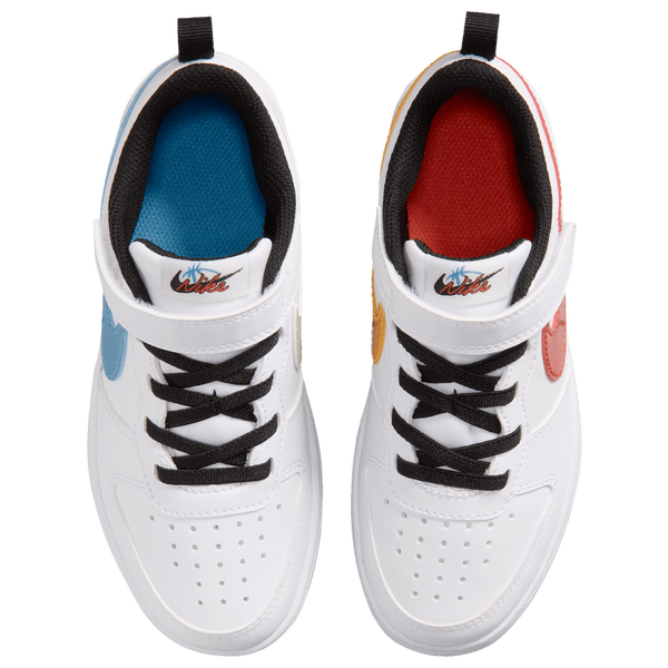 Nike Court Borough Low Win - Boys' Preschool - White/Current Blue/Picante Red - Image 4