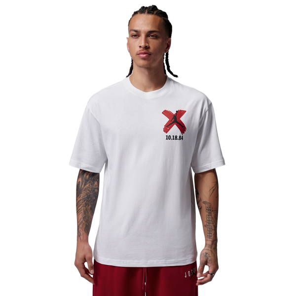 Jordan Brooklyn Banned Graphic Short Sleeve Crew - Men's - White/University Red