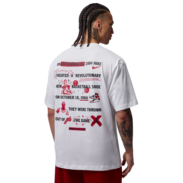 Jordan Brooklyn Banned Graphic Short Sleeve Crew - Men's - White/University Red - Image 2