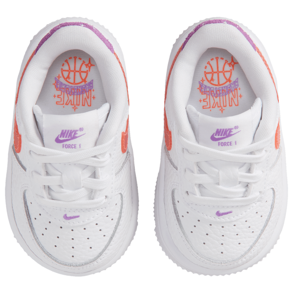 Nike Force 1 Low BBall Lace - Boys' Toddler - White/Bright Violet/Turf Orange - Image 4
