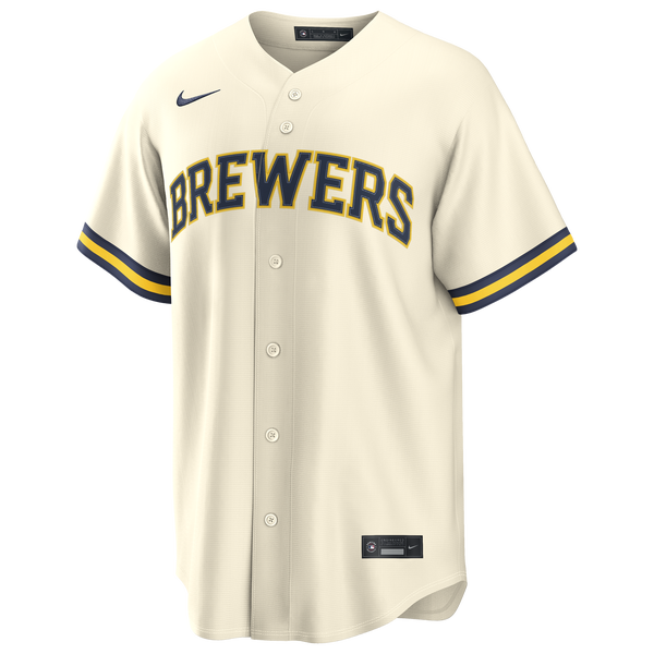 New Era Milwaukee Brewers Home Replica Jersey - Men's - White - Image 4