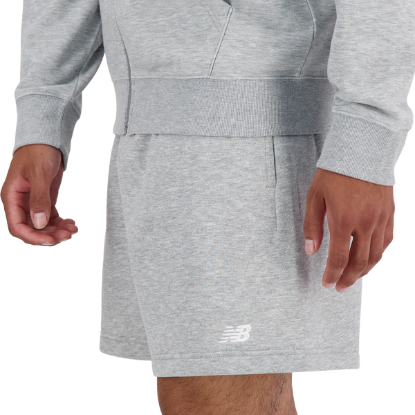 New Balance Sport Essentials Fleece 7" Shorts - Men's - Grey/White - Image 4