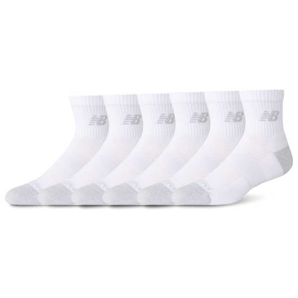 New Balance Active Cushion 6PK Quarter Sock - White