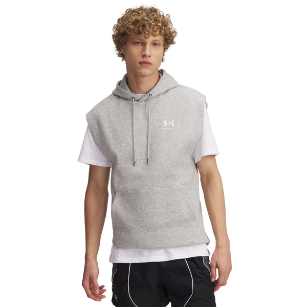 Under Armour Icon Fleece Sleeveless Hoodie - Men's - Mod Gray/White