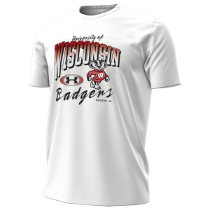 Under Armour Wisconsin Arch Logo Performance SS T-Shirt - Men's - White