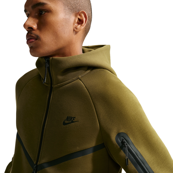 Nike Tech Fleece Full-Zip Windrunner Hoodie - Men's - Olive/Black - Image 3