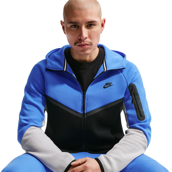 Nike Tech Fleece Full-Zip Windrunner Hoodie - Men's - Blue Crystal/Black/Lt Smoke Grey - Image 5