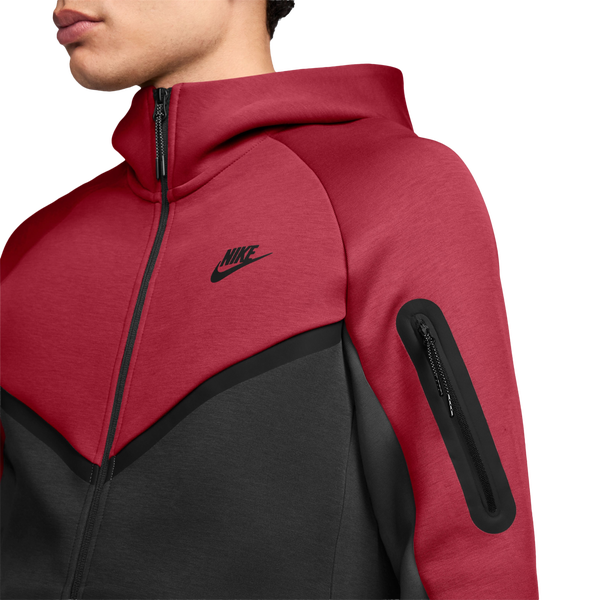 Nike Tech Fleece Full-Zip Windrunner Hoodie - Men's - Red/Black - Image 3