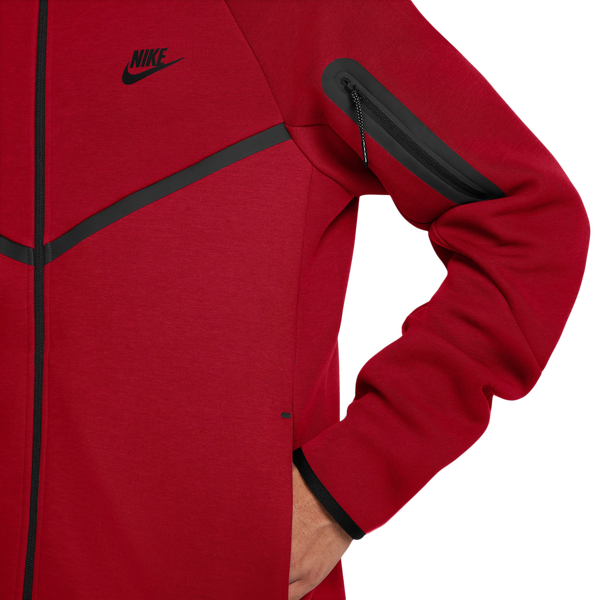 Nike Tech Fleece Full-Zip Windrunner Hoodie - Men's - Red/Black - Image 3