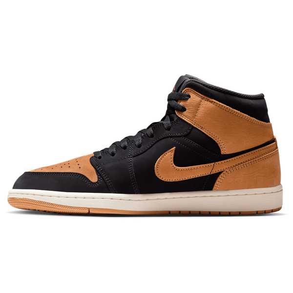 Jordan Air Jordan 1 Mid SE - Men's - Flax/Black/Varsity Red - Image 2