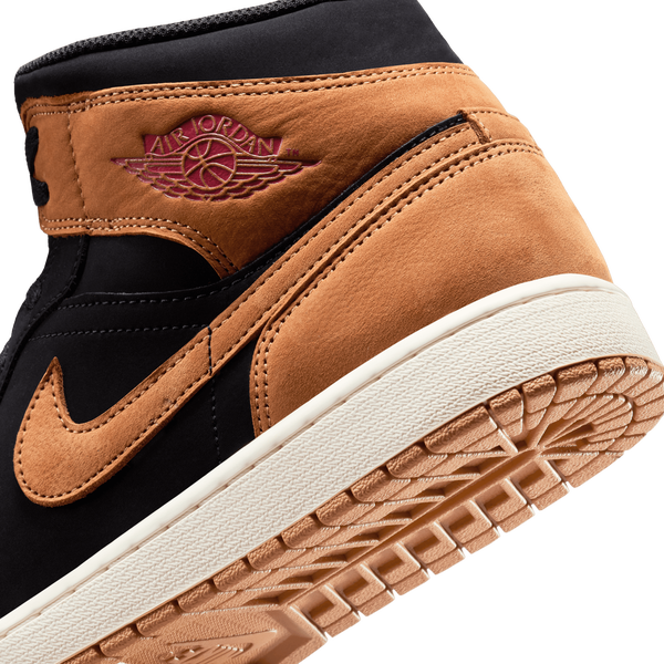 Jordan Air Jordan 1 Mid SE - Men's - Flax/Black/Varsity Red - Image 8