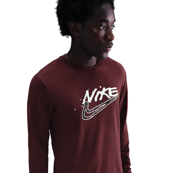 Nike Dri-FIT Long Sleeve Print Pack T-Shirt - Men's - Dark Team Red