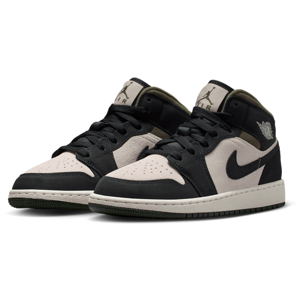 Jordan Air Jordan 1 Mid SE - Boys' Grade School - Off Noir/Light Orewood/Medium Olive - Image 6