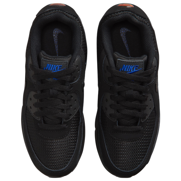 Nike Air Max 90 FL1 - Boys' Grade School - Black/Dk Smoke Gray/Old Royal - Image 4