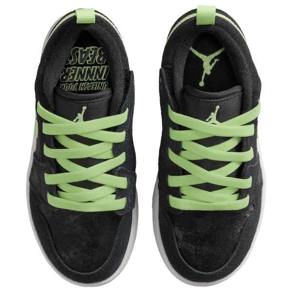 Jordan 1 Low Alt SS - Boys' Preschool - Black/Barely Volt - Image 4