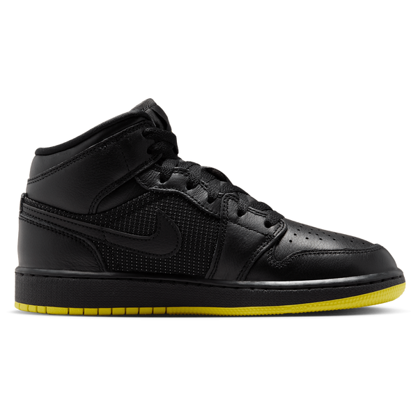 Jordan Air Jordan 1 Mid SE - Boys' Grade School - Silver/Black/Opti Yellow