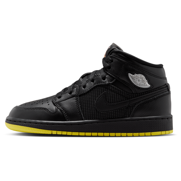 Jordan Air Jordan 1 Mid SE - Boys' Grade School - Silver/Black/Opti Yellow - Image 2