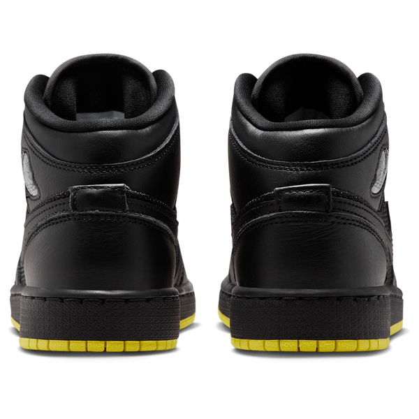 Jordan Air Jordan 1 Mid SE - Boys' Grade School - Silver/Black/Opti Yellow - Image 3