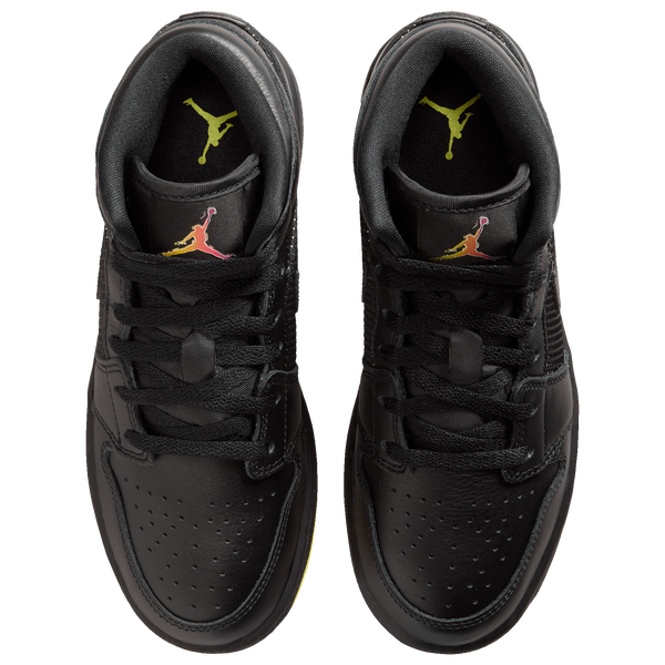 Jordan Air Jordan 1 Mid SE - Boys' Grade School - Silver/Black/Opti Yellow - Image 4