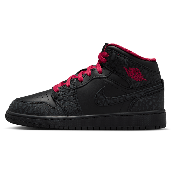 Jordan AJ1 Mid SE - Boys' Grade School - Tough Red/Black/Black - Image 2