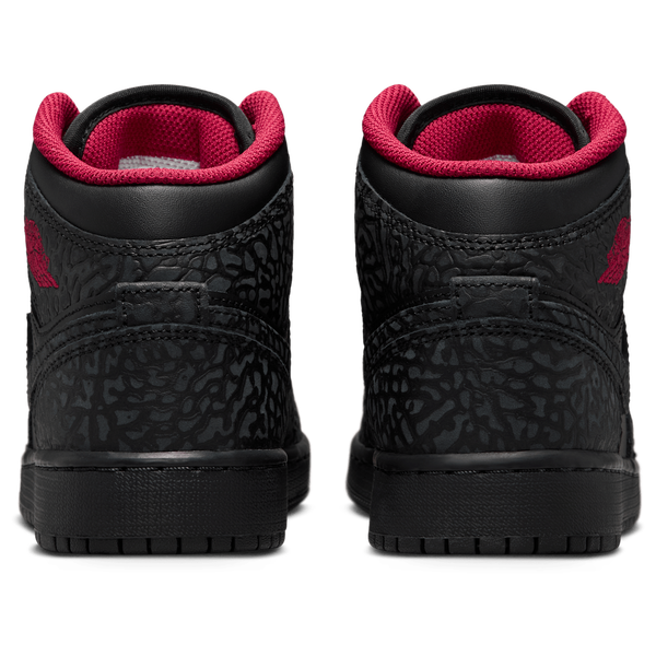 Jordan AJ1 Mid SE - Boys' Grade School - Tough Red/Black/Black - Image 3