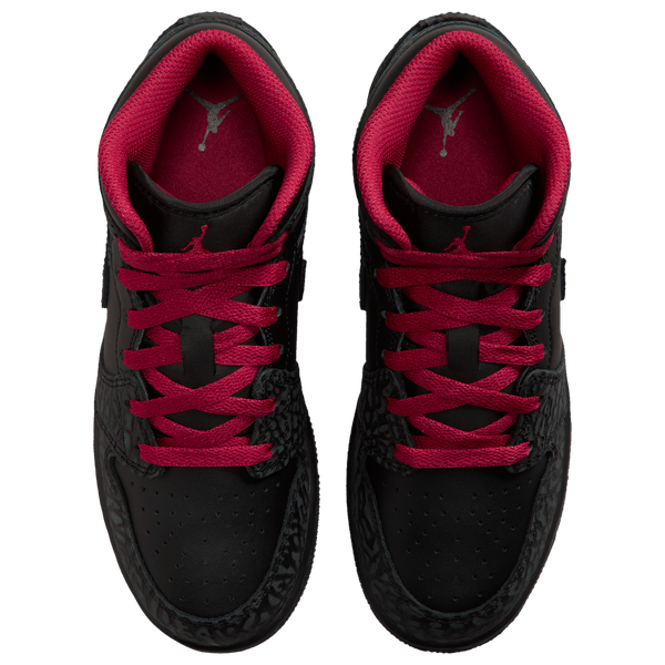 Jordan AJ1 Mid SE - Boys' Grade School - Tough Red/Black/Black - Image 4