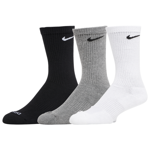 Nike 3 Pack Dri-FIT Plus Crew Socks - Men's - Grey/Black