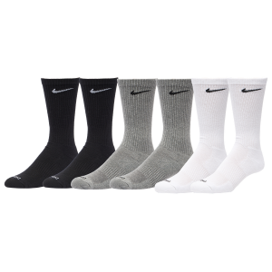 Nike 6 Pack Everyday Plus Cushioned Socks - Men's - White/Gray/Black