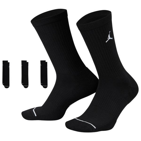 Jordan Every Day Cushioned Crew 3 Pack Socks - Men's - Black/White