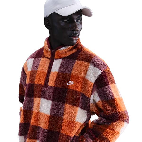 Nike Club Seasonal Winterized All Over Print Half-Zip - Men's - Dark Team Red/Campfire Orange/Pearl White