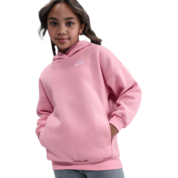 Nike NSW Club Fleece Oversized PO Hoodie - Girls' Grade School - Medium Soft Pink/Medium Soft Pink - Image 3
